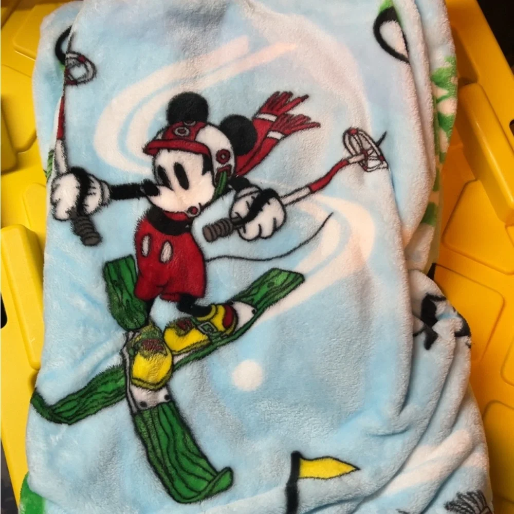 Disney Light Blue Fleece Blanket with Mickey and Minnie